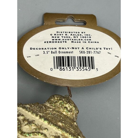Kurt S Adler Enchanted Forest Christmas Ornament Gold Glitter Ball 4" VTG Decor - Picture 3 of 8